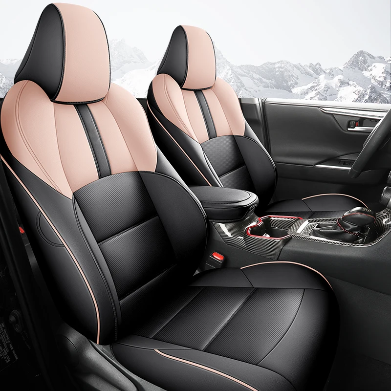 Two-Tone Design Car Seat Cover For Toyota CHR 2019-2024  Anti-Slip Faux Leather  Airbag Compatible Seat Cushion  Auto Parts