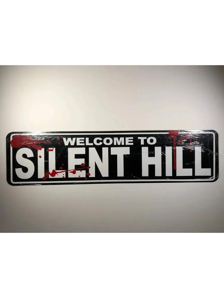 1 Stück „Welcome to Silent Hill“ Retro Bloody Blechschild – lustige Horror-Wanddekoration, perfekt für Cafés/Bars/Pubs/Shop-Dekoration