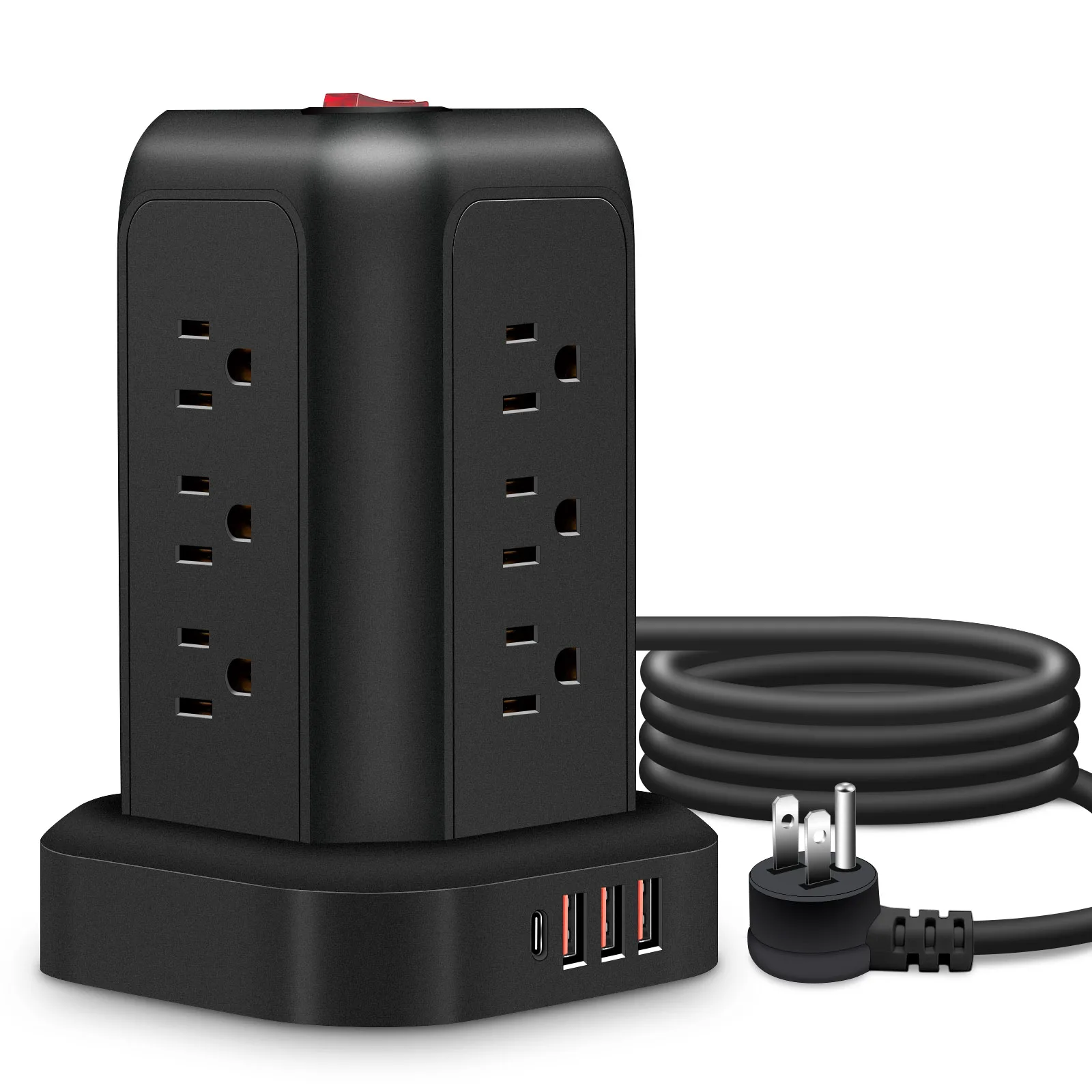 16 in 1 power board with 12 sockets, 3 USB ports, and 1 USB C port, overload protection suitable for home and office use