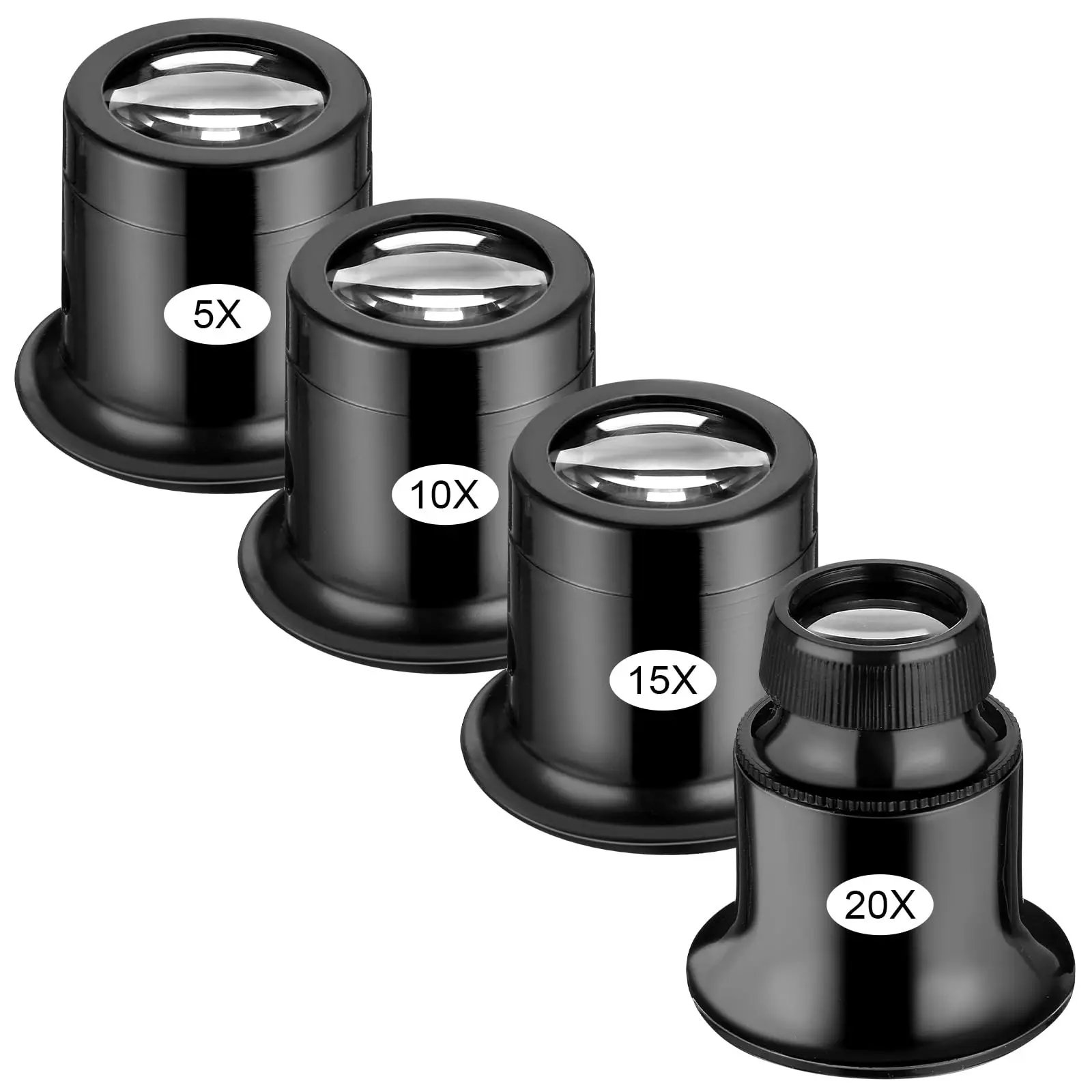 Uhrmacherlupe 3X 5X 10X 15X 20X Uhrenlupe Vergrößerungsglas mit Stahlring Augenlupe – Detail 2