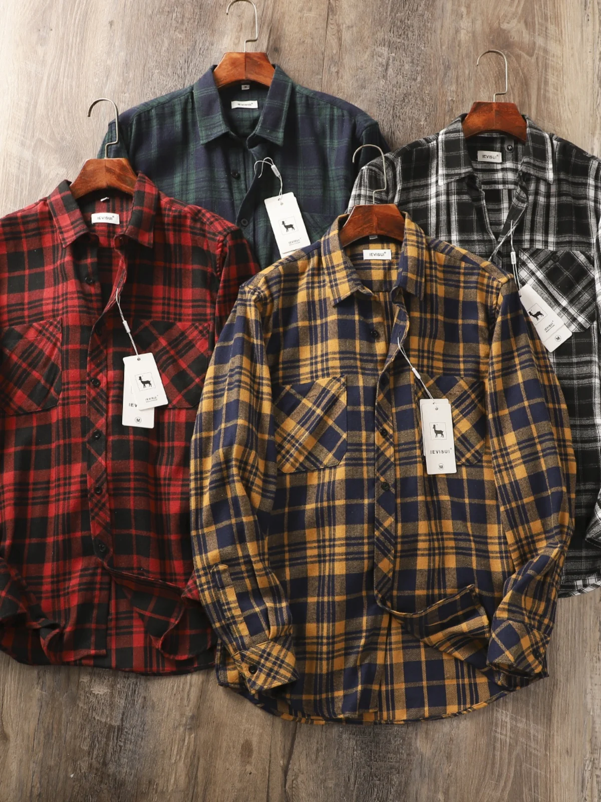 

Washed Cotton Long Sleeve Shirt for Men Autumn Casual Plaid Soft Comfortable Standard Fit Breathable Youthful Style Daily Wear