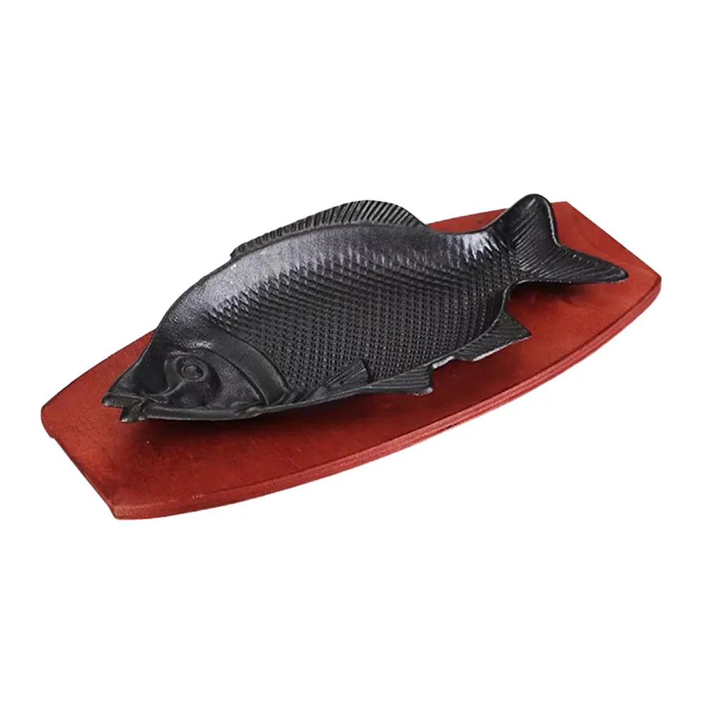 Iron Fish Shaped Serving Plate for Fish Barbecue Salad Dessert Steak Pasta Heat Resistant Restaurant Coffee Shop Kitchen Use