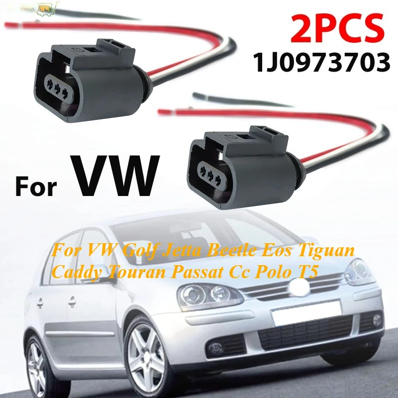 2pcs For VW Golf Jetta Beetle Eos Tiguan Caddy Touran Passat Cc Polo T5 1J0973703 Camshaft Position Cam Sensor Plug Connector