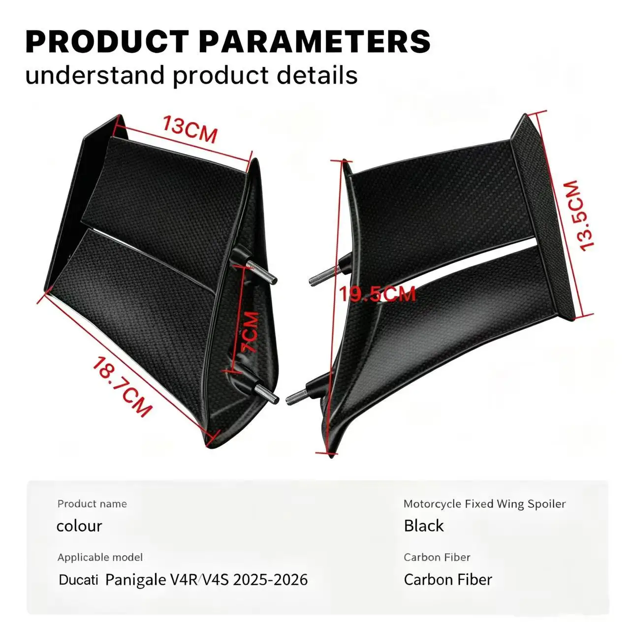 

Suitable for Ducati Panigale V4 V4s (2025-2026) - Carbon fiber downforce wing side wind wing fairing for modification