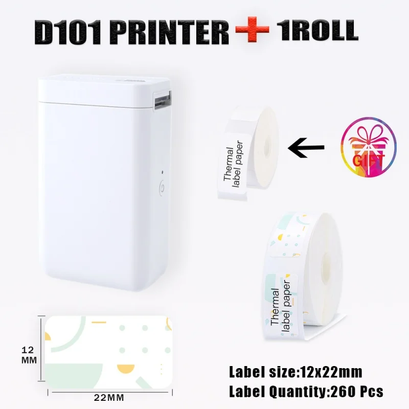 Compatible & Lightweight Niimbot D101 Thermal Label Printer Supports IOS & Android Systems Connect by Bluetooth Easy to Printing