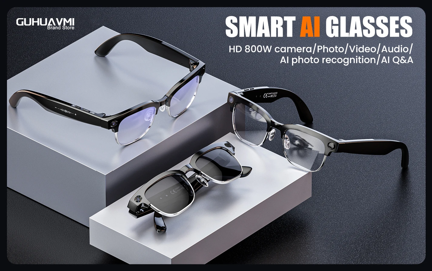 New Upgrade 800W Pixel Smart Glasses With Camera Video Recording AI Photo Recognition Call Language Translation Voice Sunglasses