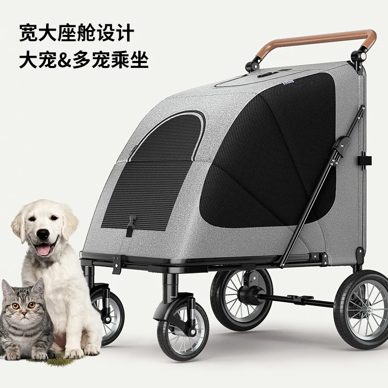 

Dog Stroller for Large Medium Dogs Cats up to 110lbs-Easy Fold Dual Entry Dog Wagon, Adjustable Handles Pet Stroller