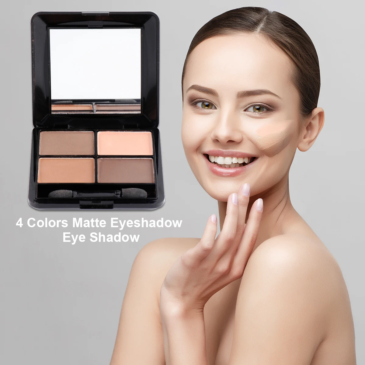 

4 Colors Eyeshadow High Grade Silky Shine Matte Pearlescent Long Lasting Makeup Eye Shadow for Wedding Party 4 Color Eyeshadow