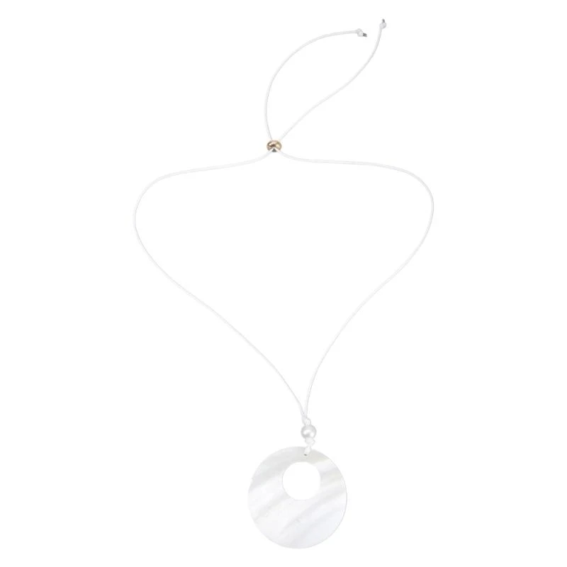 

652F Natural Shell Necklace Unique Round Shell Pendant Choker Elegant Jewelry Gift Women Love Clacicle