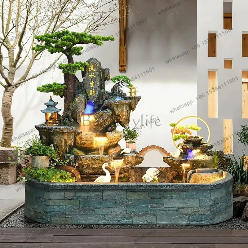 Rockery Fish Tank Floor-standing Water Flow Ornament Water Curtain Wall Screen Decoration