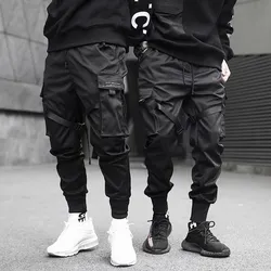 리본 하렘 조깅 남자 카고 바지 streetwear 2025 힙합 캐주얼 포켓 트랙 바지 남성 하라주쿠 패션 바지