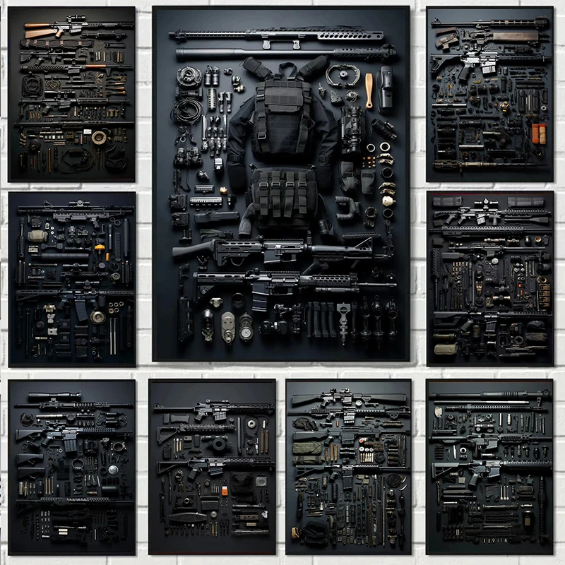 Interior Design Drawing - Gun Accessories Posters Wall Art Canvas