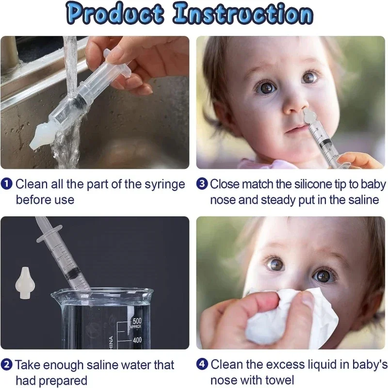 Silicone Baby Nasal Aspirator Syringe Baby Nose Cleaner Kids Rhinitis Nasal Washer Reusable Nasal Irrigator Washing for Children view 4