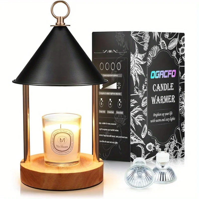 

Candle Warmer Lamp with Timer & Dimmable Light, Flameless Electric Wax Melter with 2 Bulbs, Home Decor & Gift