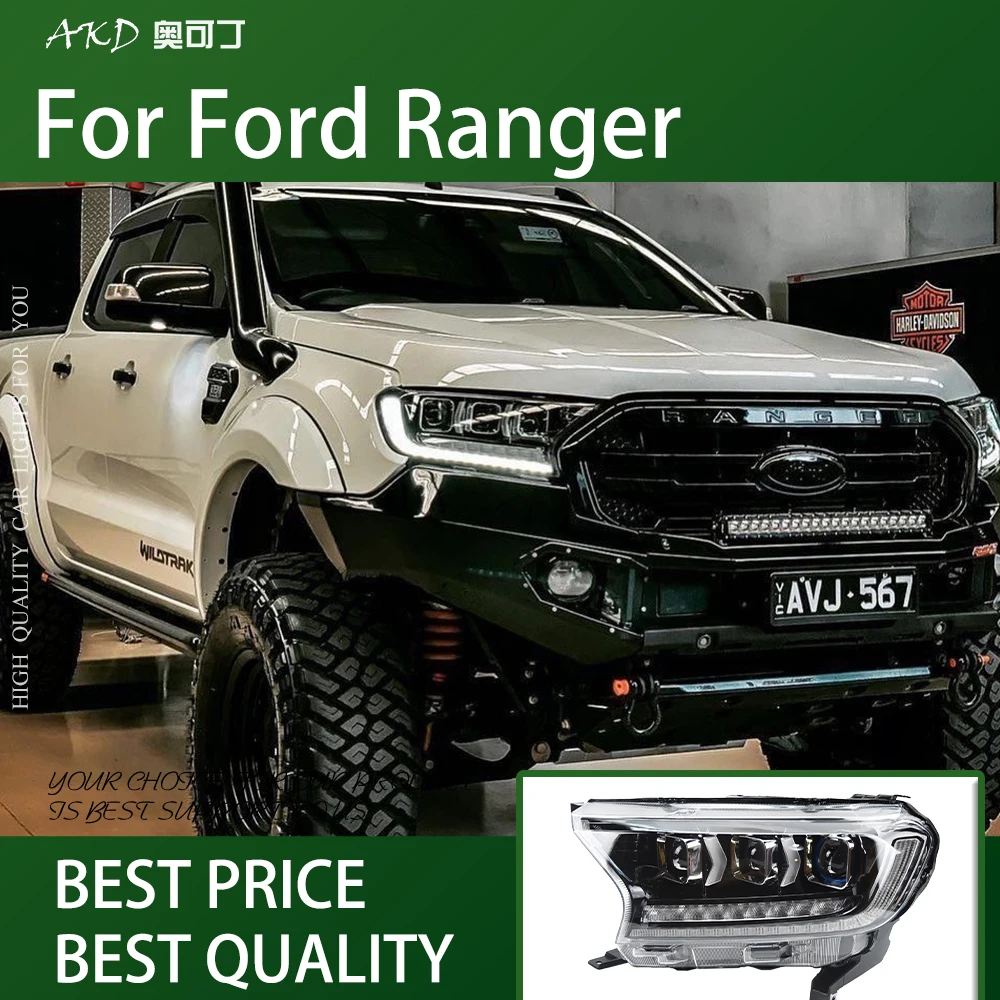 Headlights For Ford Everest 2016-2019 Ranger DRL Daytime Running Lights Head Lamp LED Bi Xenon Bulb Fog Lights Car Accessories