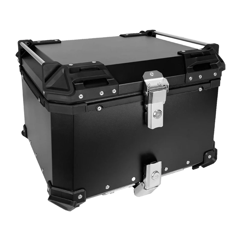 55L Large Corner Protector Motorcycle Top Rear Box Tail Cases Delivery Boxes With Buckle Fastener Aluminum Tail Box