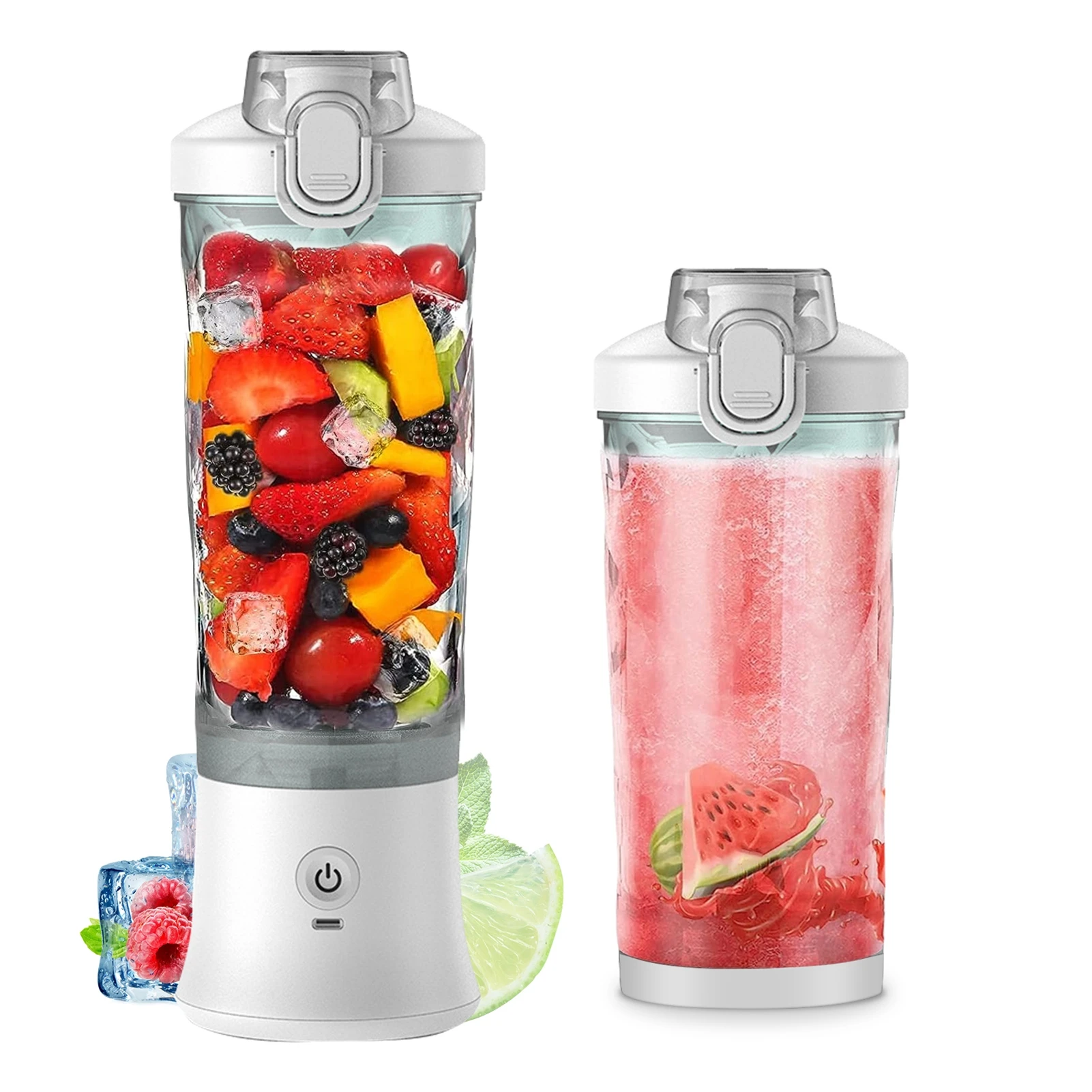 

Portable Blender 600ml Personal Size Juicer Cup for Shakes and Smoothies with 6 Blades 150 Watt Waterproof Rechargeable