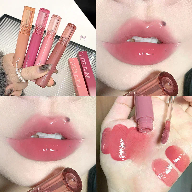 Mirror Water Gloss Lip Gloss Long Lasting Waterproof Moisturizing Jelly Lip Glaze Non-Sticky Lightweight High Pigment Student