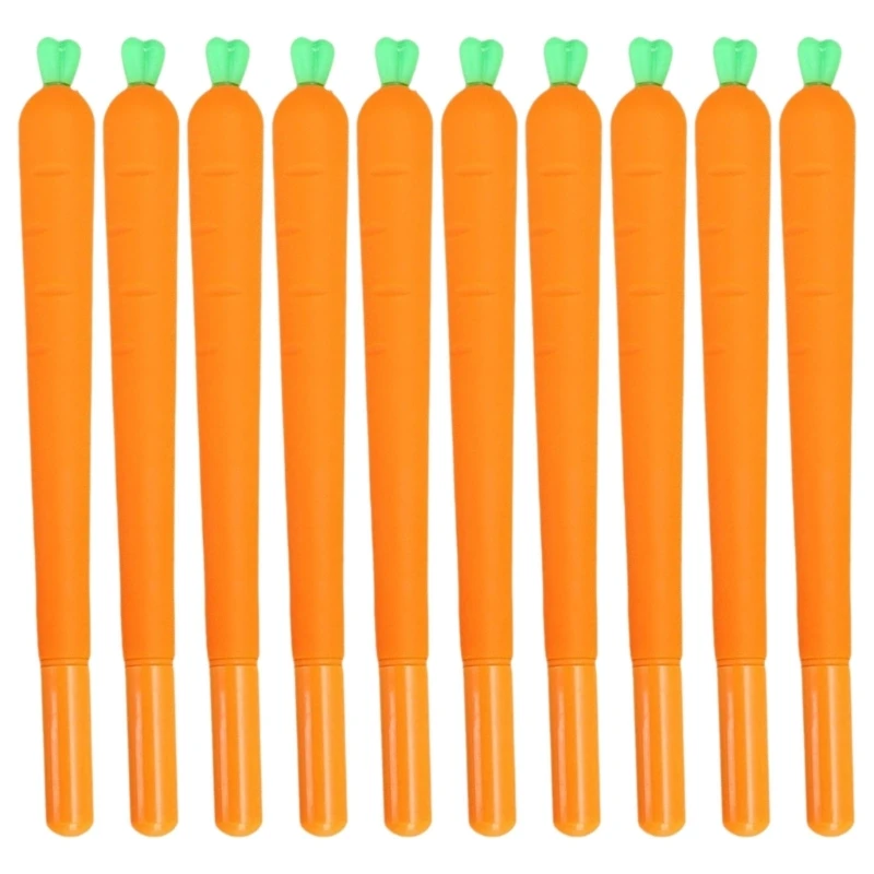 10 Pcs Carrot Gel Pen 0.5mm Neutral Pen Black Pen Smooth Writing Pen Vegetable Rollerball Pen for Student 41QA