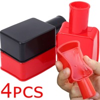 Car Battery Pole Positive and Negative Protection Cover Soft Plastic Flexible Battery Terminal Insulator Protective 2/4pcs