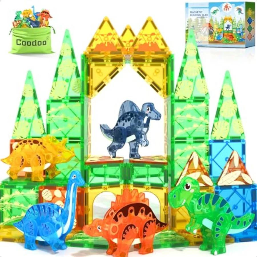 

Игрушки-динозавры, магнитная плитка, 3D подвижные динозавры для малышей 35, 57, уличные сенсорные игрушки, STEM, развивающие магнитные блоки для детей от 3 лет