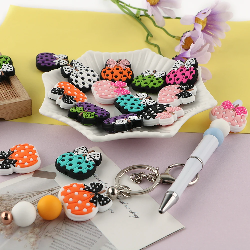 5Pcs New Silicone Focus Beads Pumpkin Halloween Bead For Jewelry Making DIY Keychain Pen Necklace  Handmade Accessories