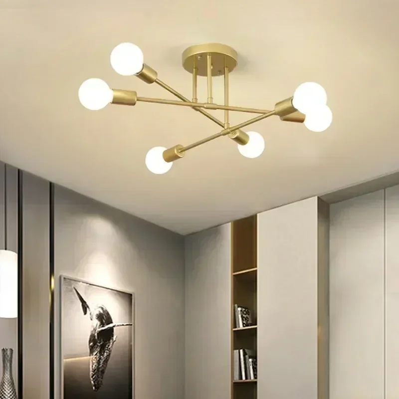 Modern LED Chandelier Semi Black White Gold Lustre Ceiling Light for Indoor Decor Lighting in Dining Living Rooms Bedroom