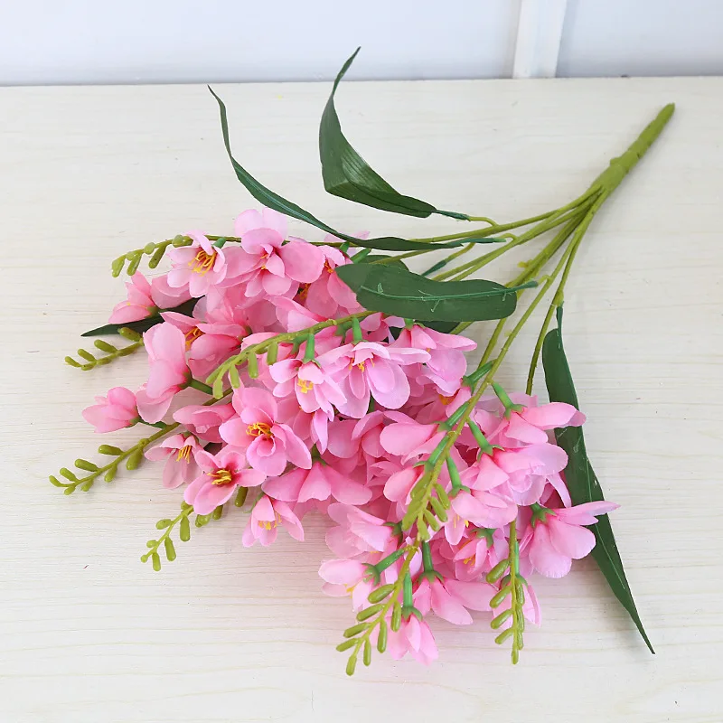 9-Forked سنو الأوركيد محاكاة زهرة DIY بها بنفسك زهرة المواد الأوركيد للزينة الزفاف ديكور المنزل لينة الجدول الديكور