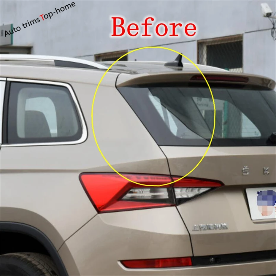 

Plastic Black Rear Windshield Tail Window Spoiler Decoration Strips Cover Trim Fit For Skoda Kodiaq 2017 - 2023 Car Accessories
