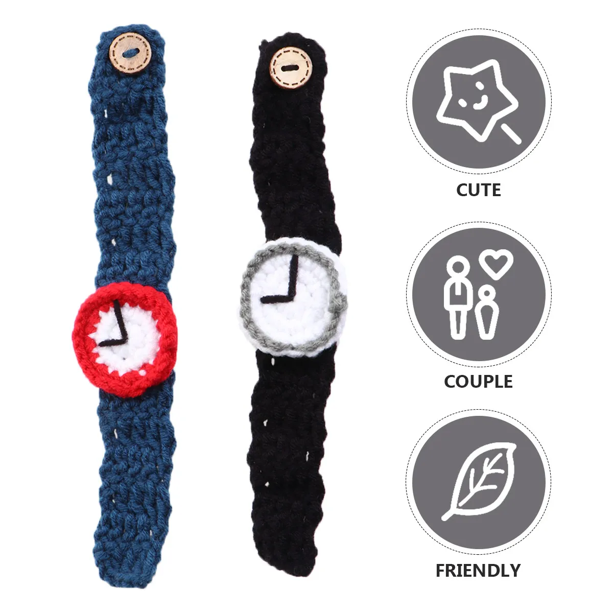 

2 шт. парные вязаные браслеты-часы симуляторы, сине-черные, мягкие, удобные, забавные, стильный подарок для студентов на фестиваль