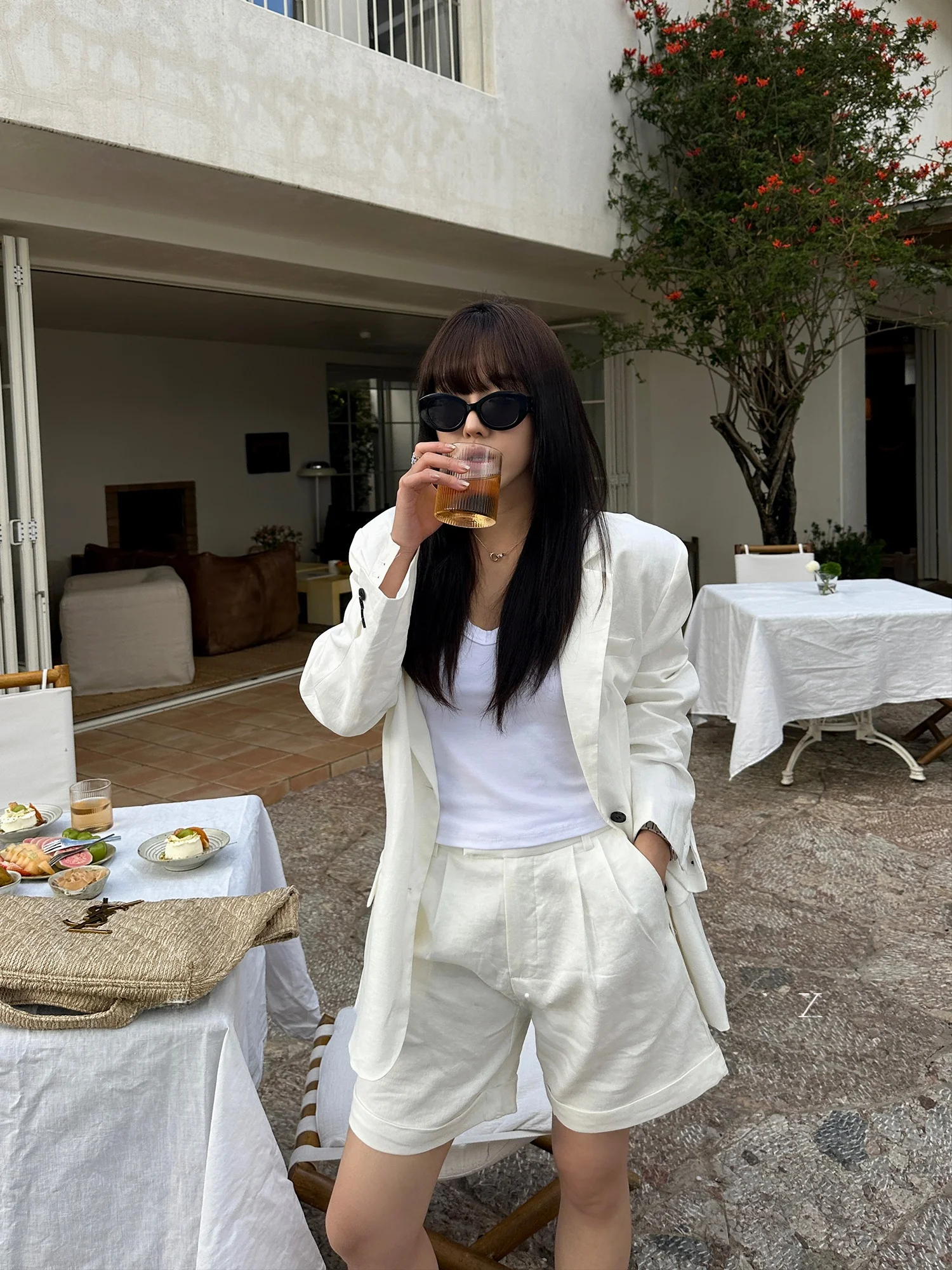 

Костюм Falin X: Льняной повседневный комплект из пиджака и брюк для женщин, в западном стиле, дышащий, модный весенний комплект из двух предметов