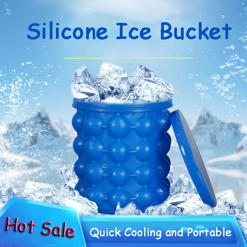 

1pc Silicone Ice Cube Mold Portable Ice Bucket Wine Ice Cooler Dark Blue Ice Cube Maker Summer Drinks Whiskey Quick Cooling