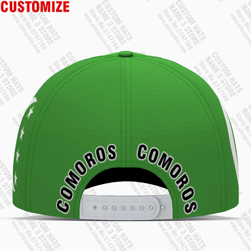 Comoros Baseball Caps Custom Name Team Logo Hats Com Country Travel French Nation Union Des Comores Flag Print Photo Headgear