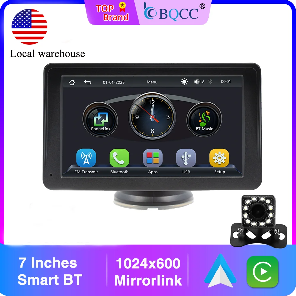 

BQCC 7 inch HD Portable car MP5 Mirrorlink AUX Wired wireless Android AUTO CarPlay Car Player for universal BT SD TF USB