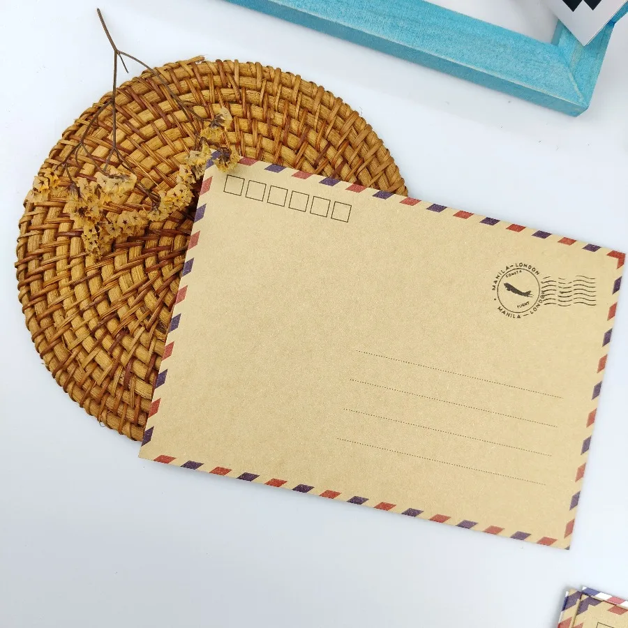 10 قطع من ظرف ورق الكرافت الغربي القديم، حافة نمط الألوان، ظرف هوائي، ظرف تخزين 17.5*12 سم