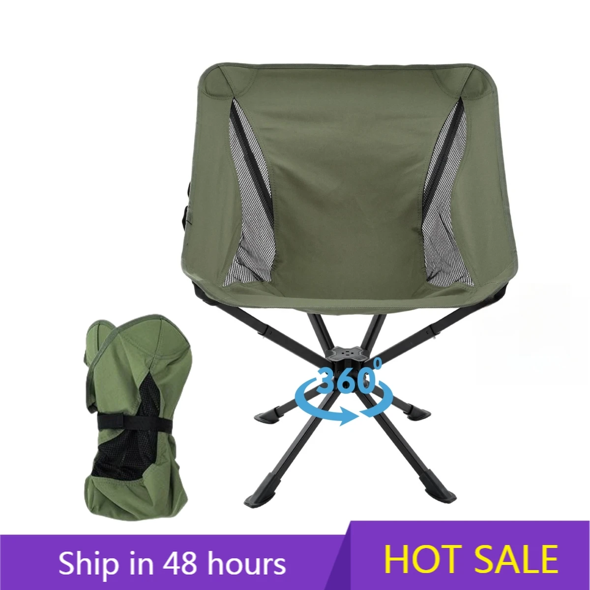 

YTYIN Portable Outdoor Swivel Camping Chair Lightweight Aluminum Folding Quick Open Fishing Chair Logo OEM for Hiking