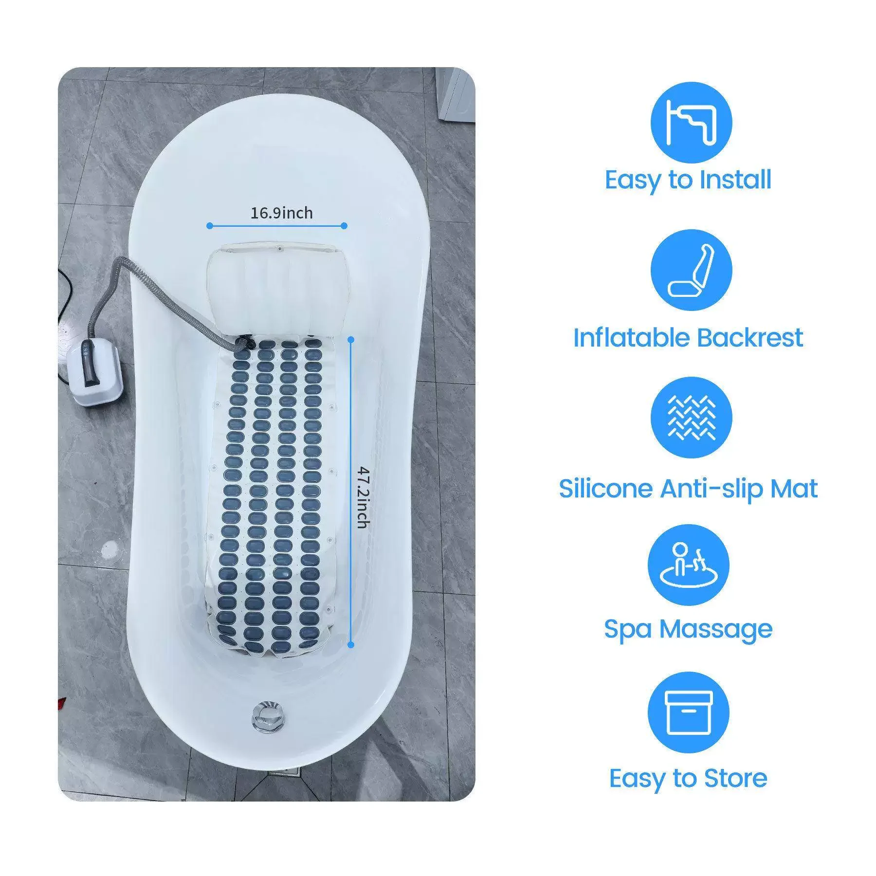 New Arrival Hot Summer Electric Bathtub Bubble Massage Mat Waterproof Anti-slip Body Spa Air Bubble Bath Massage