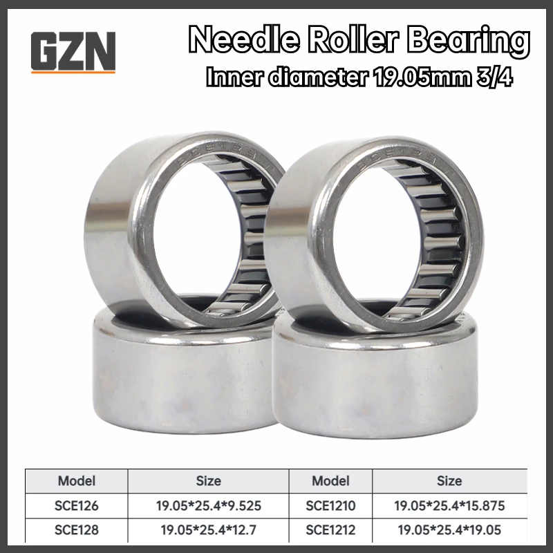 2PCS BA=SCE 126 128 1210 1212  Inch Needle Roller Bearing Inner Diameter 19.05 MM 3/4 19.05*25.4*19.05 19.05*25.4*12.7