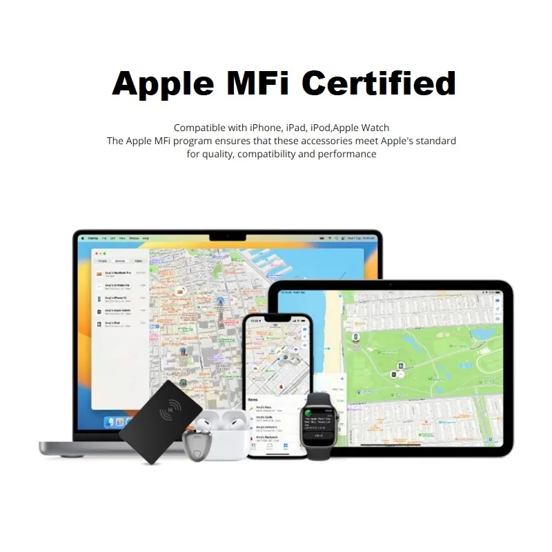 Ultra slim Tracking card GPS locator Global Precise Positioning Smart slimcard 1.7mm Wireless charging Works with Apple Find my