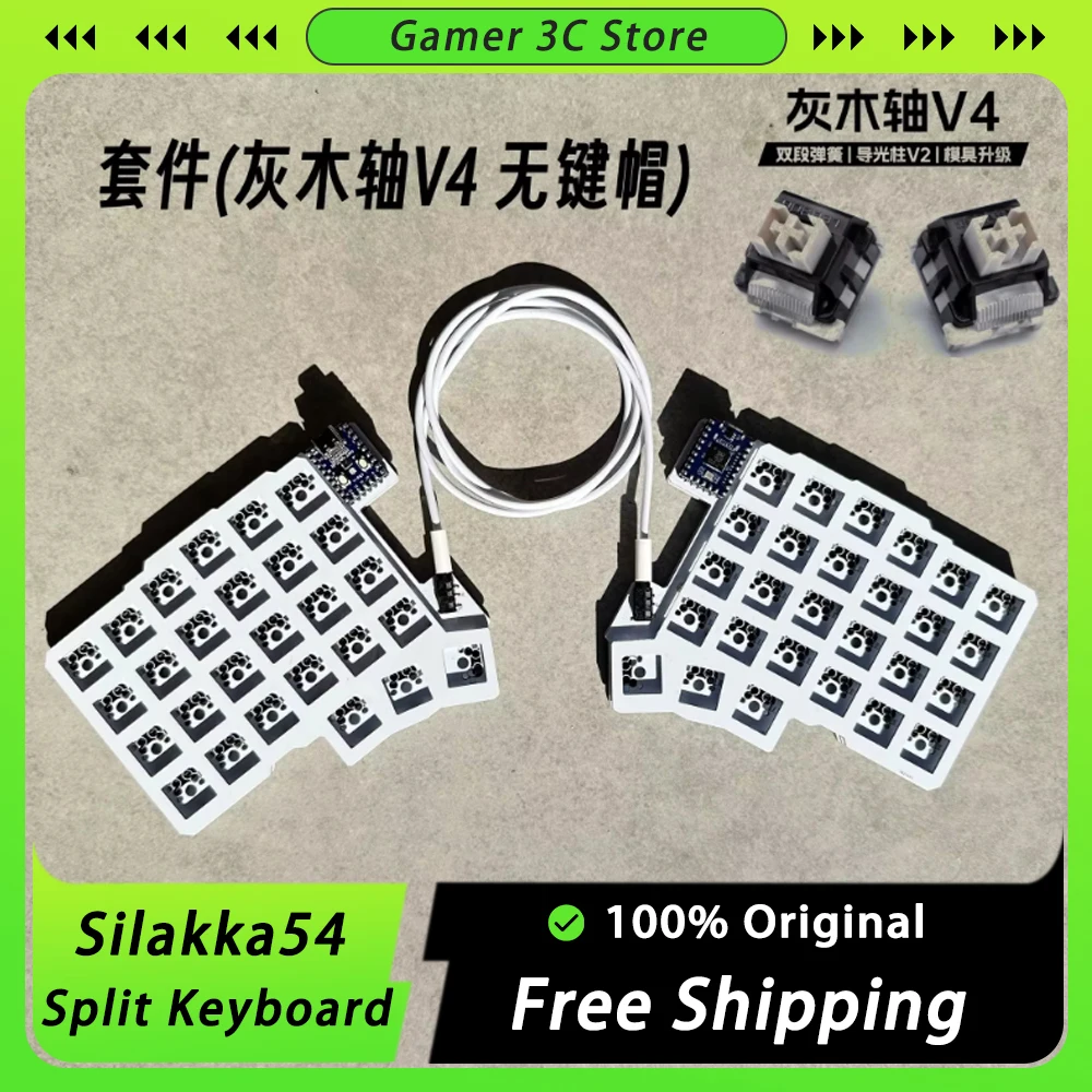 Silakka54 Split Keyboard Wired Hot Swap Support QMK/VIAL Keyboard Ergonomics RP2040zero Customized PC Gamer Accessories Gifts