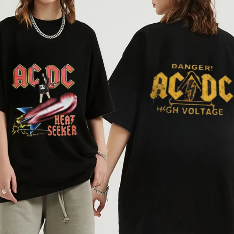 

Новинка 2024 года, футболка ACDC Rock Band с коротким рукавом для студентов и студентов, летняя свободная американская уличная хлопковая футболка с круглым вырезом