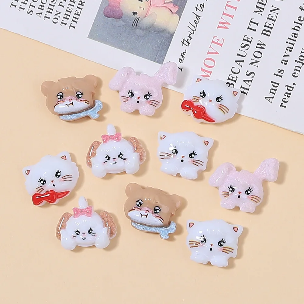 10pcs/lot Cute Cartoon Rabbit Nail Charms 3D Kawaii Expression rabbit Nail Art Decorations Manicure DIY Accessories Supplies