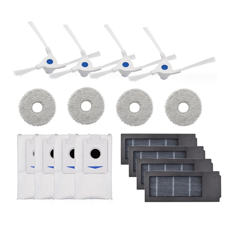 Ecovacs deebot、ロボット掃除機、サイドブラシフィルター、ダストバッグ、モップクロス、x2、x2プロの交換部品、識別86、16個