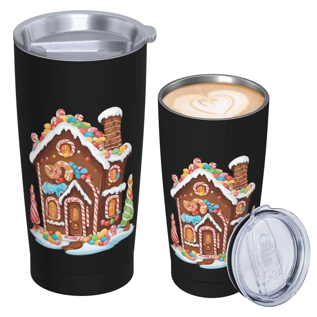 Whimsical Gingerbread House Full Of Joy Stainless Steel Tumbler Vacuum Insulated Mug Thermal Cold Bottle Straws With Lid 20oz