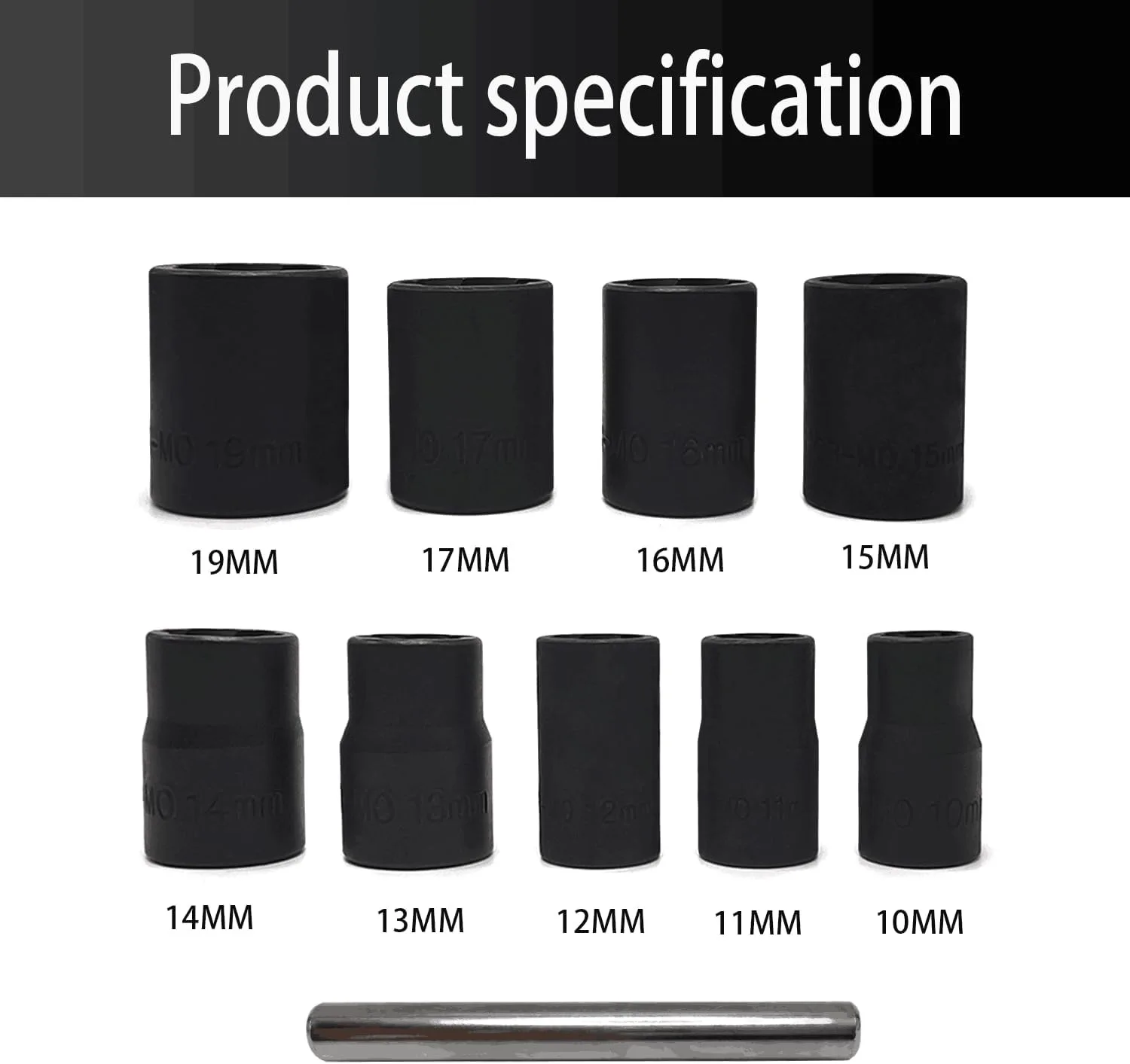 10Pcs CR-MO Steel Reverse Thread Twist Socket Set Spiral Anti Slip Nut Bolt Extractor