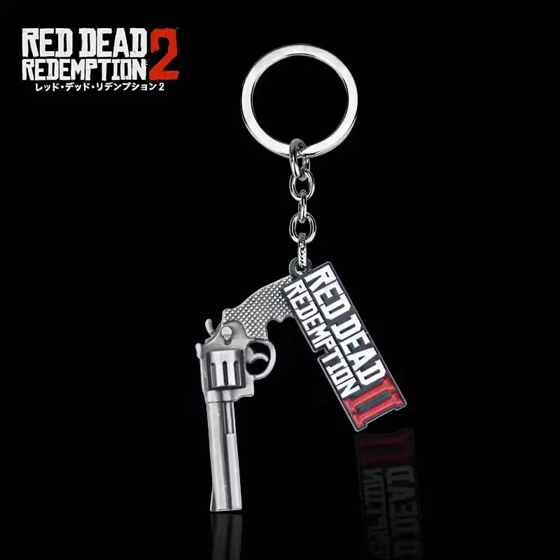 Revolver Red Dead Redemption 2 Key Chain Men Cosplay Game Gun Key Ring Metal Accessories Accessories Factory Wholesale