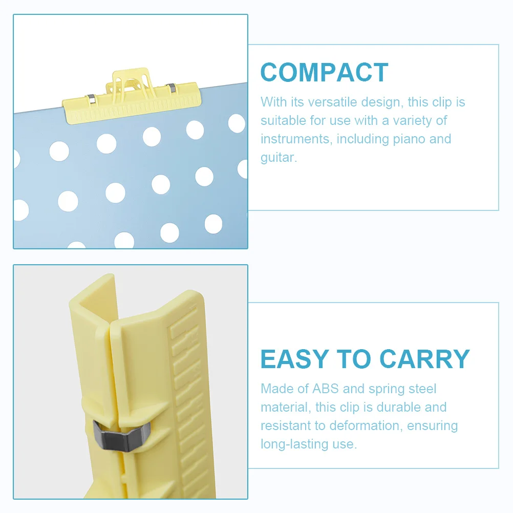 

2 Pcs Sheet Music Holder Clips Large Durable ABS Steel Material for Piano Guitar Instruments Lightweight Compact Design Fits