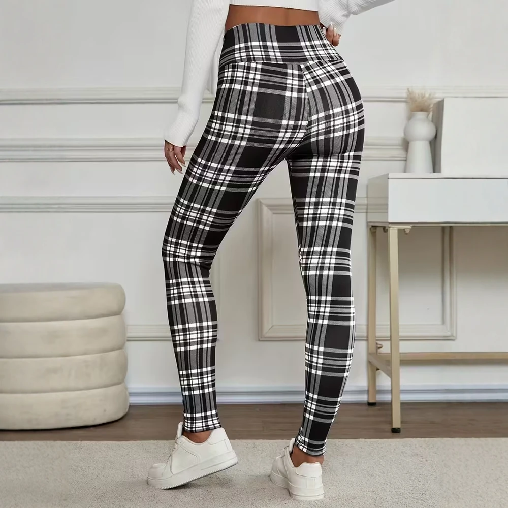 سراويل يوجا سميكة مبطنة بالصوف على الطراز الأوروبي والأمريكي سراويل رياضية بطبقة أساسية الأكثر مبيعًا مخططة منقوشة