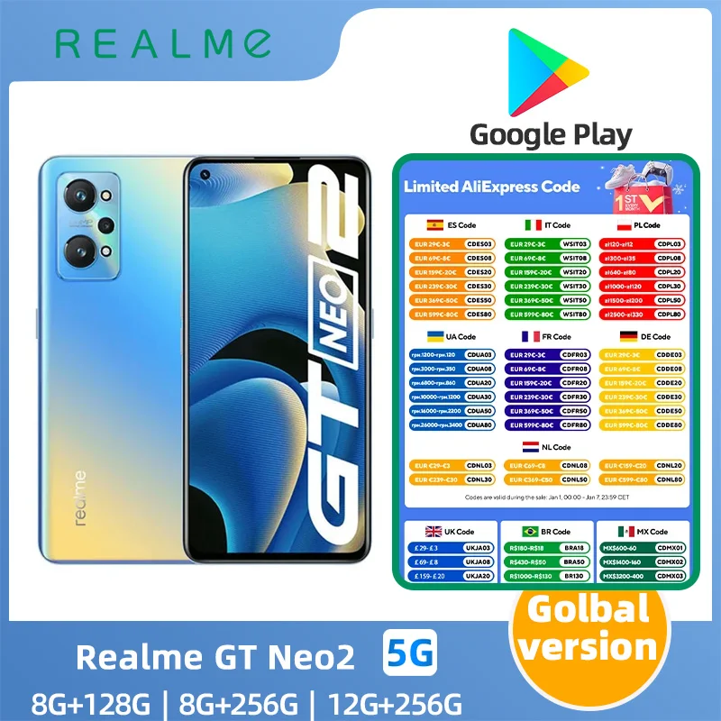 Realme   GT Neo2 Android 5G Unlocked 6.62 inch 256G All Colours in Good Condition Original used phone