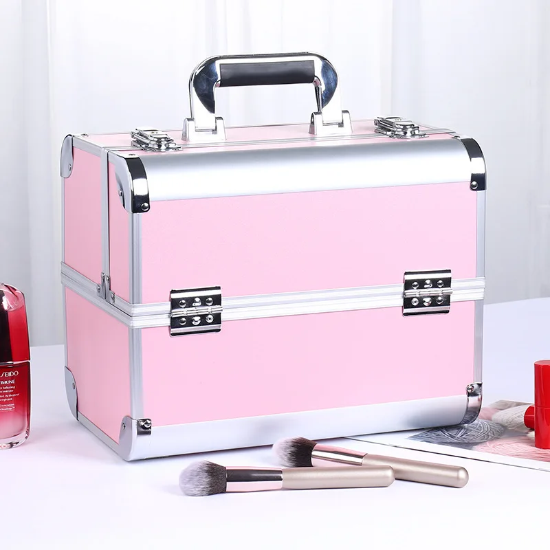 New Professional Aluminum Alloy Cosmetic Box Hairdressing Cosmetology Toolbox Patterned Embroidery Manicure Toolkits